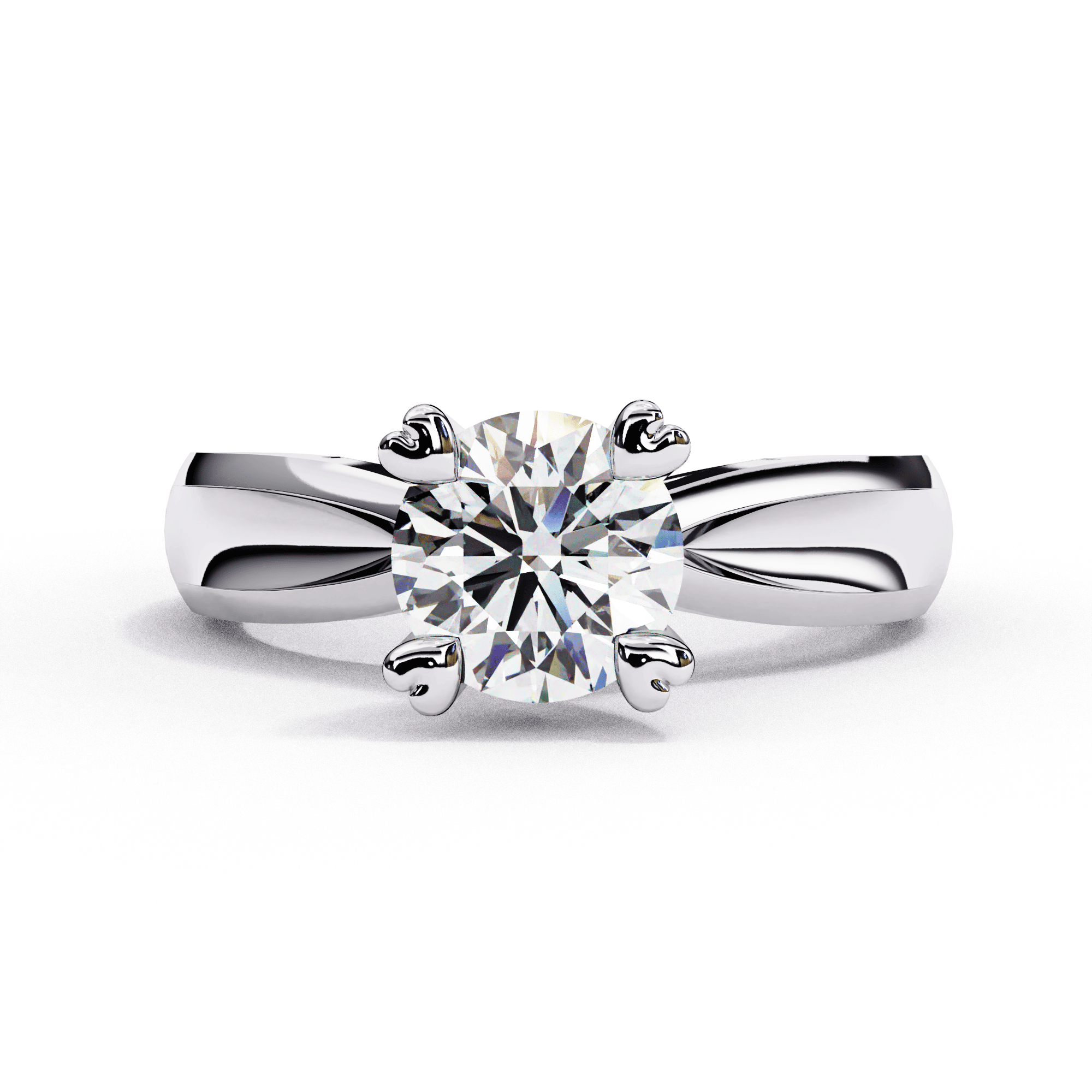 Heart-Claw Solitaire Diamond Ring