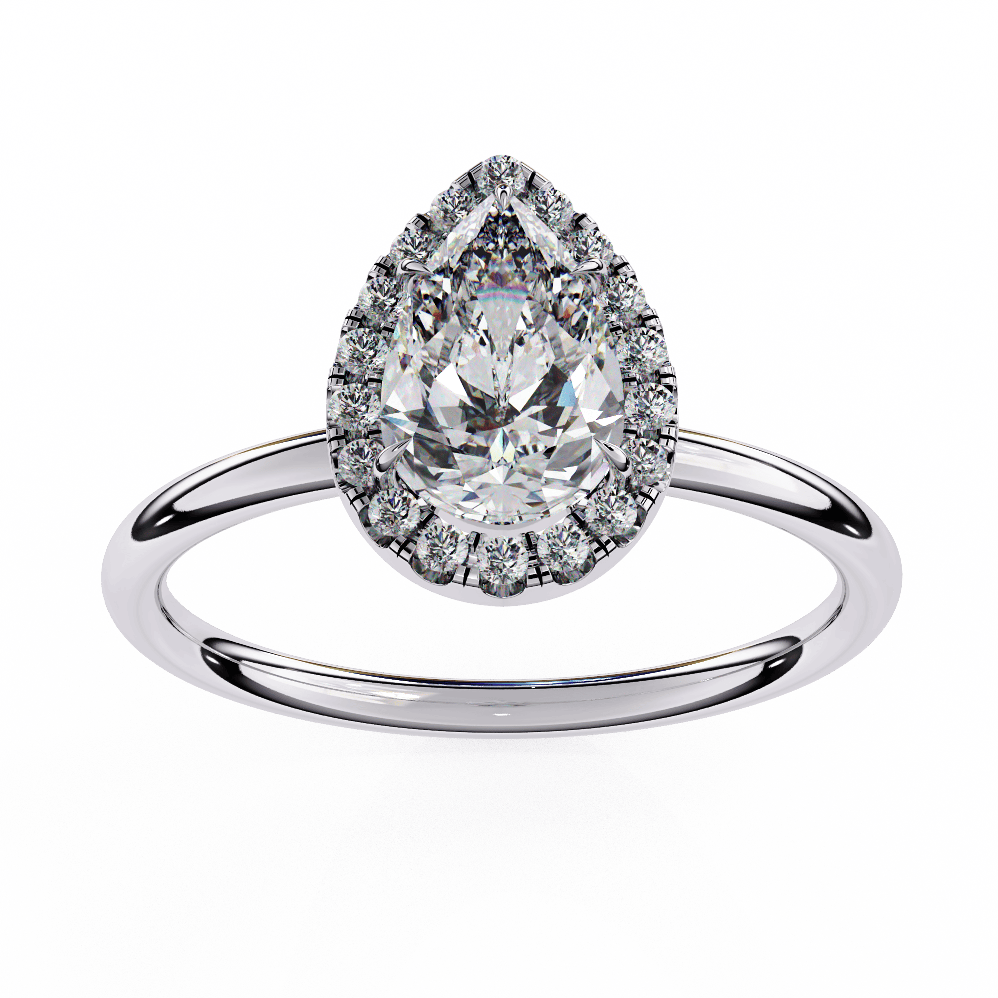 Pear Halo Ring
