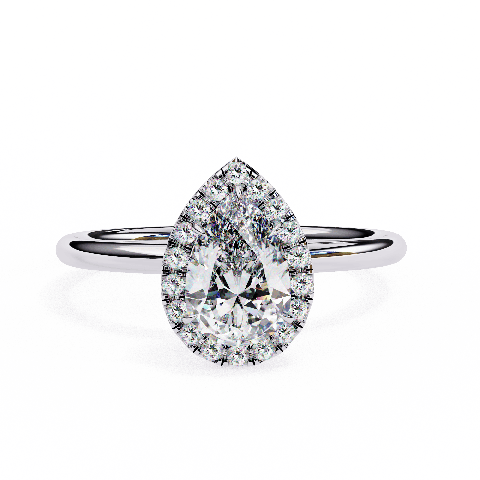 Pear Halo Ring