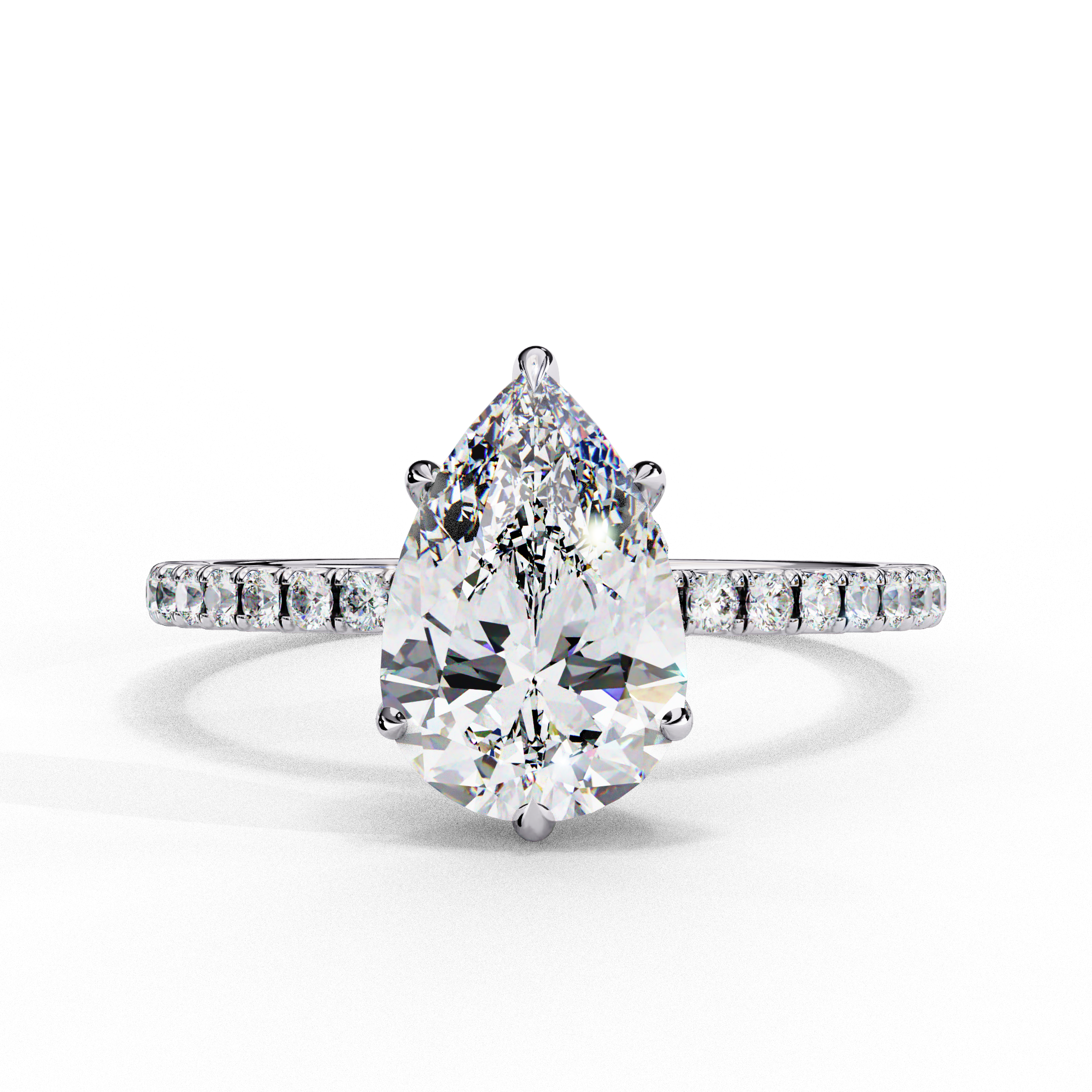 Pear Solitaire Ring
