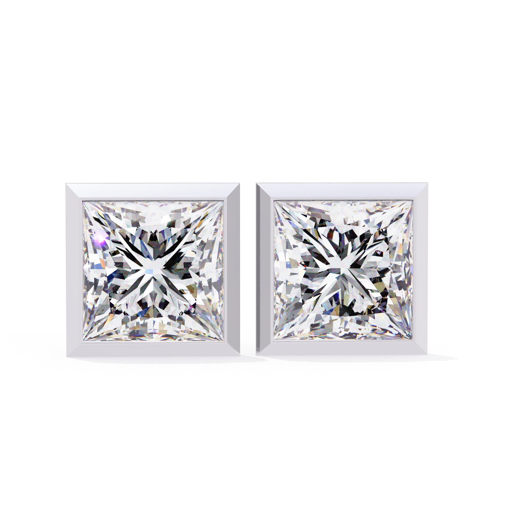 Minimalist Bazel Princess Diamond Earrings
