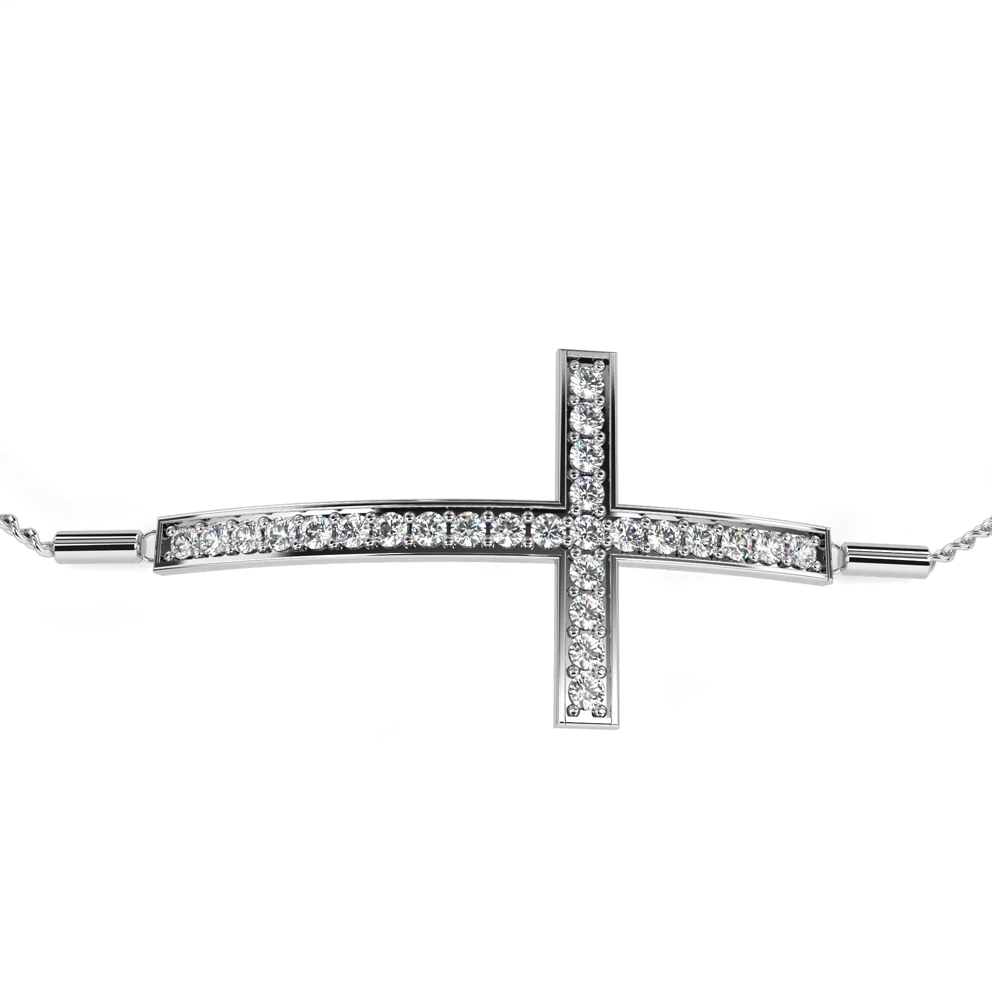 Pave Diamond Cross Adjustable Bracelet