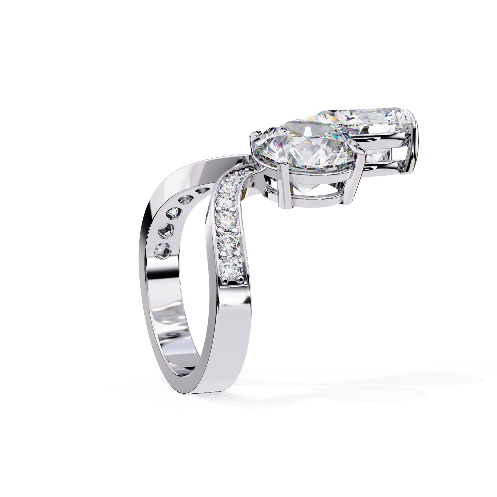 Round and Pear cut elegance ring
