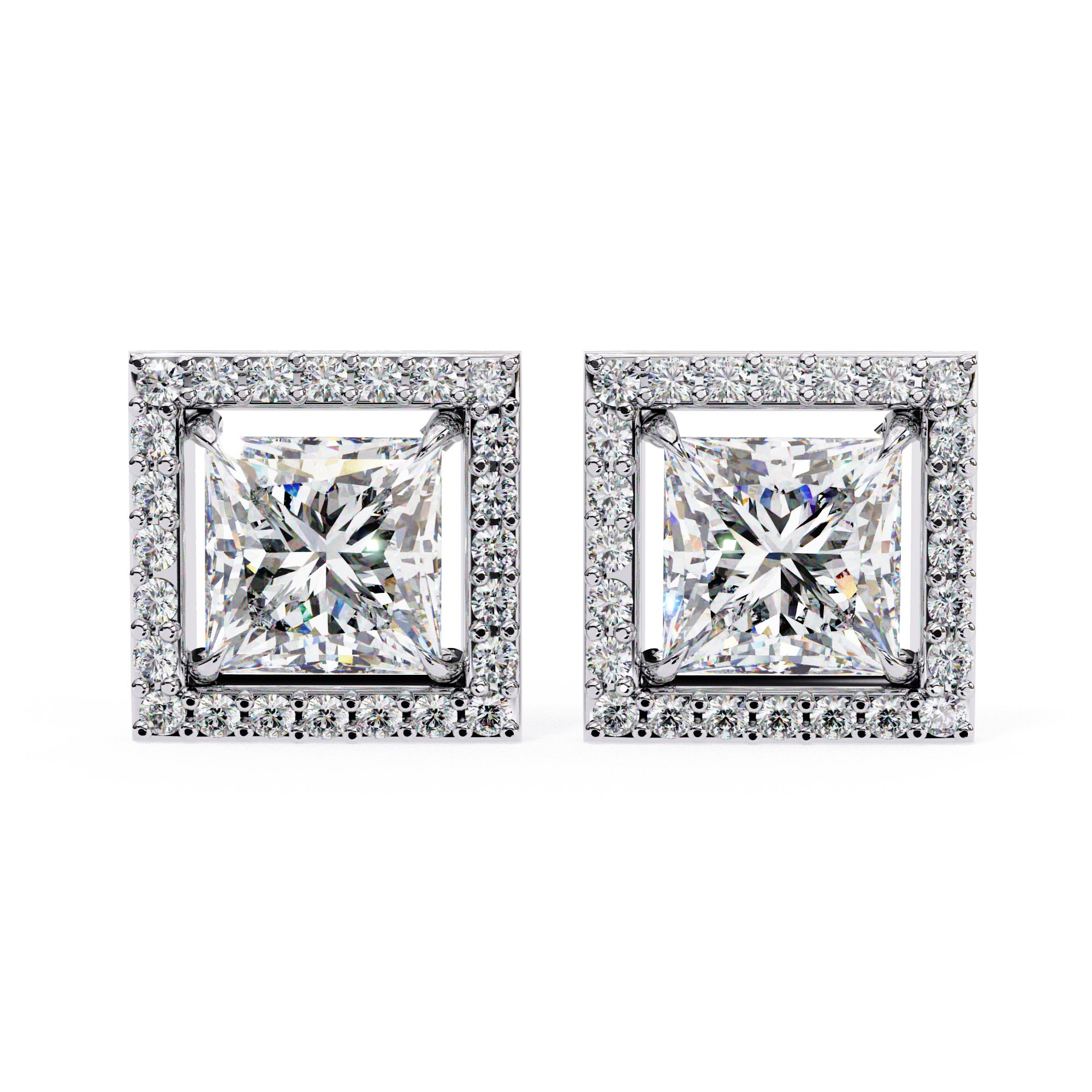 Princess halo cut earring