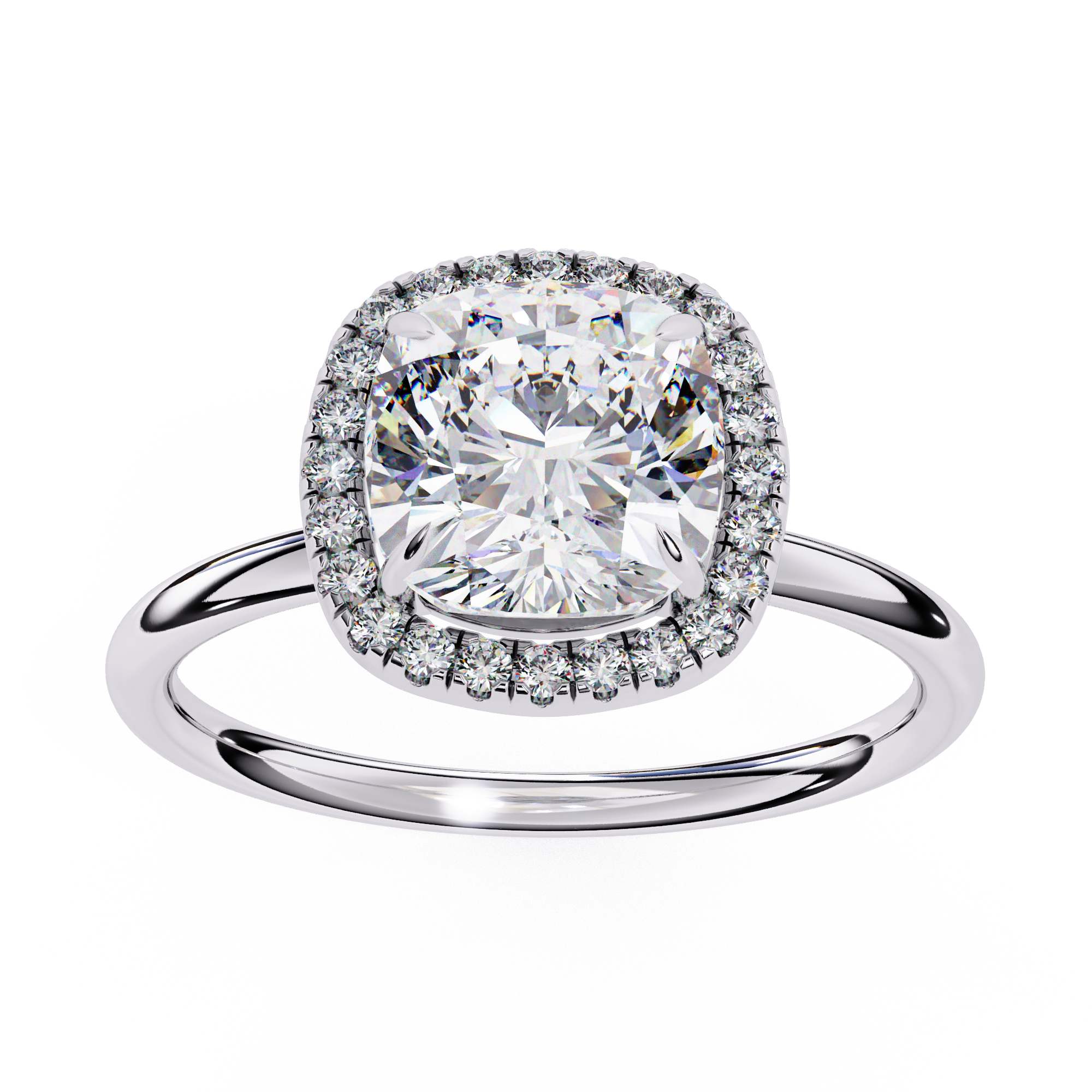 Cushion Halo Engagement Ring