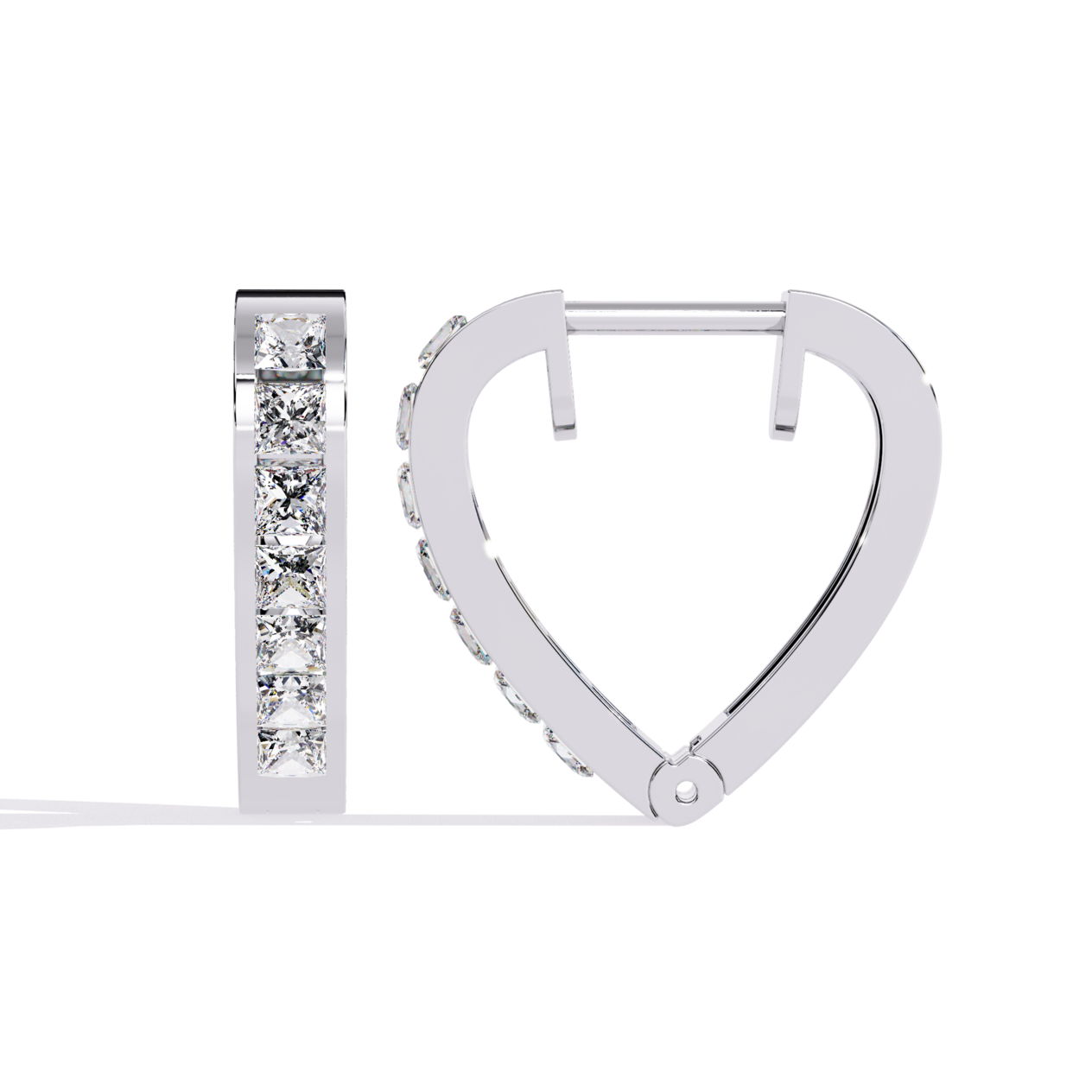 Princess cut diamond hoop earrings
